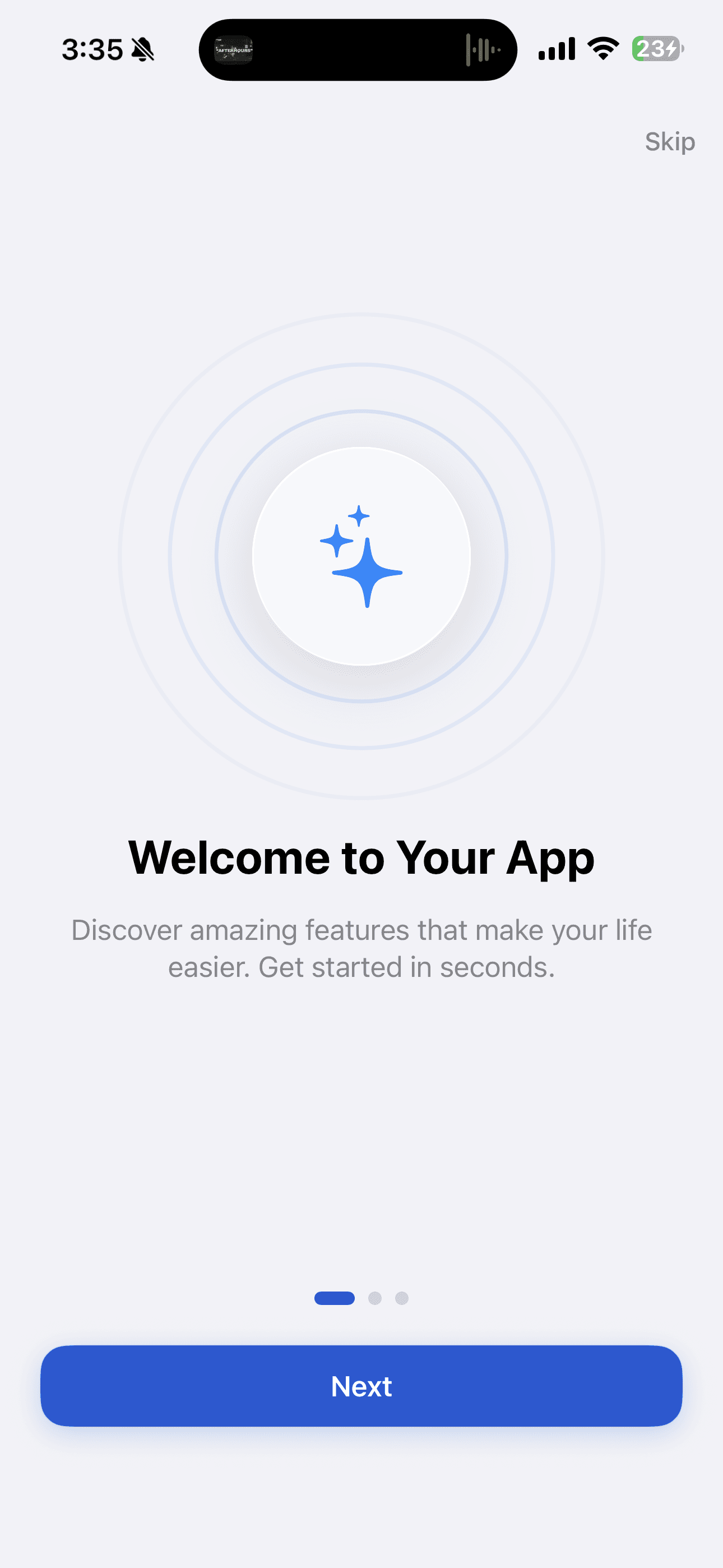 Onboarding app screenshot