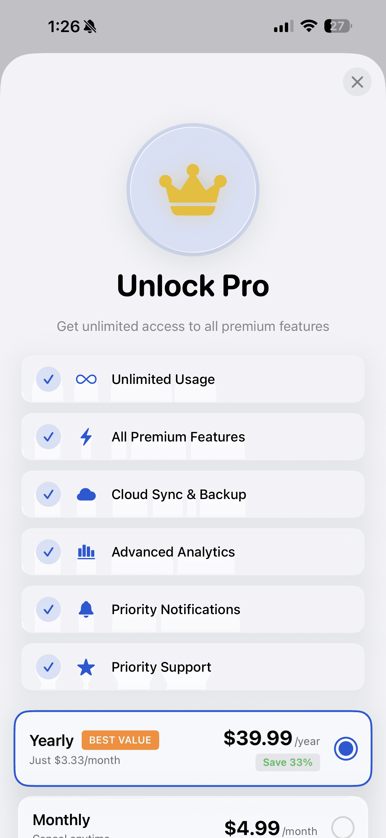 Paywall app screenshot
