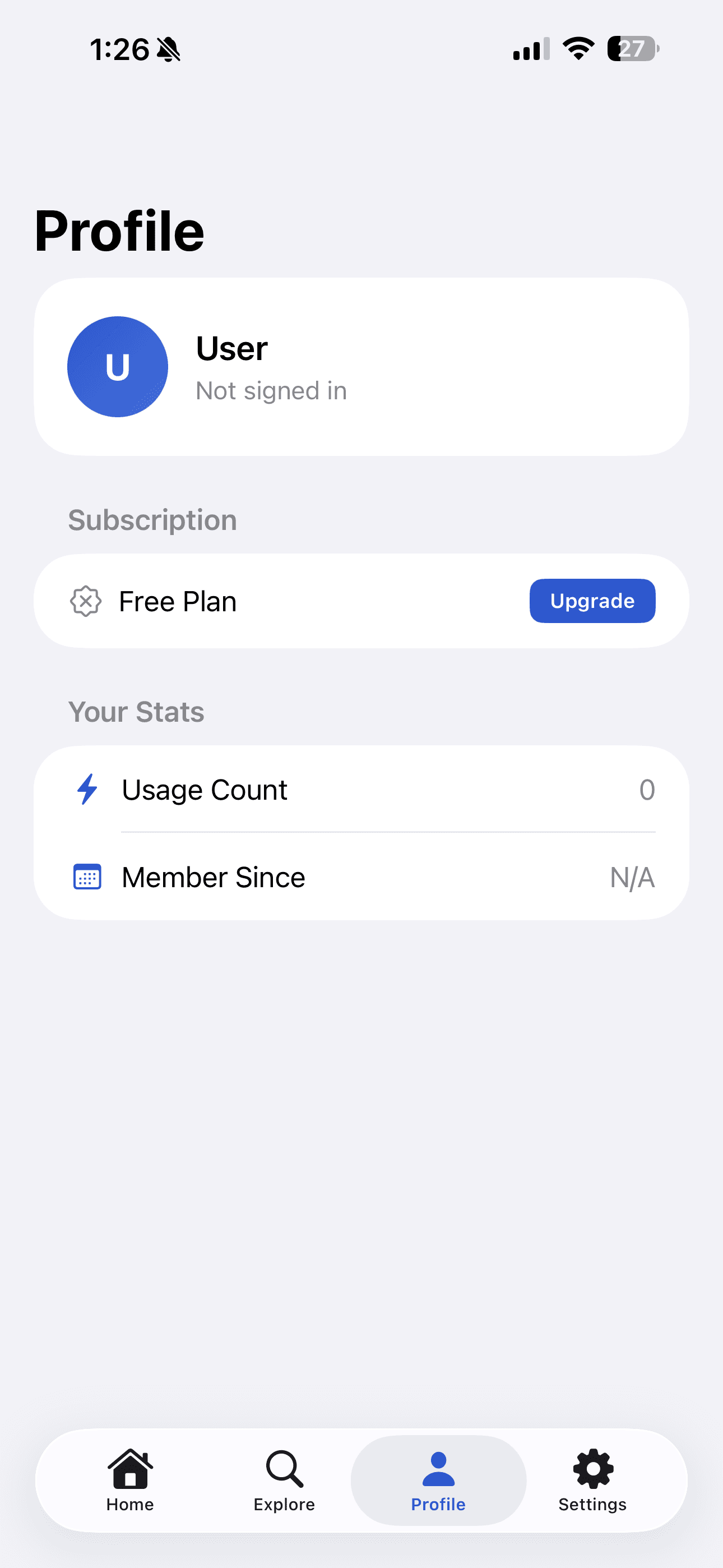 Profile app screenshot